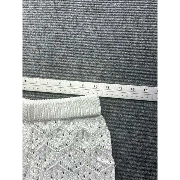 Women's Crochet 2 PC Beach Swim Coverup Set Short Sleeve & Shorts Sexy White XS - Image 7