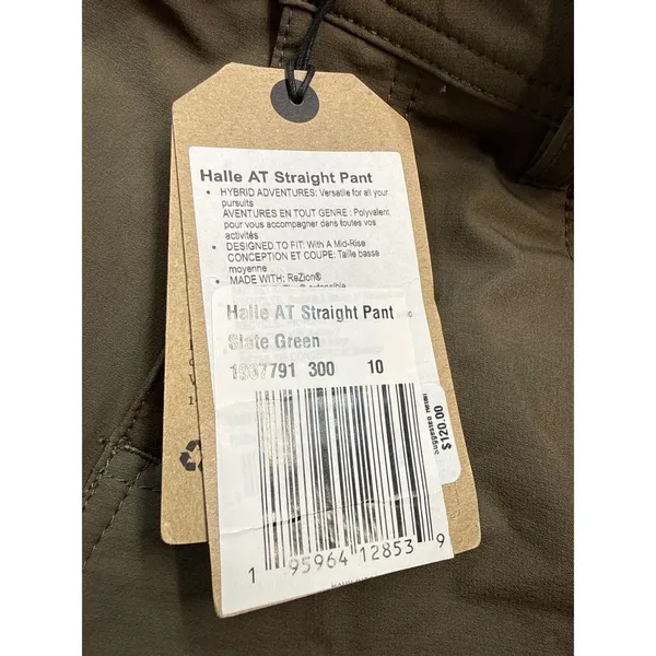 prAna Womens Halle AT Straight Pants Slate Green Size 10 Hiking Outdoor NWT - Image 6