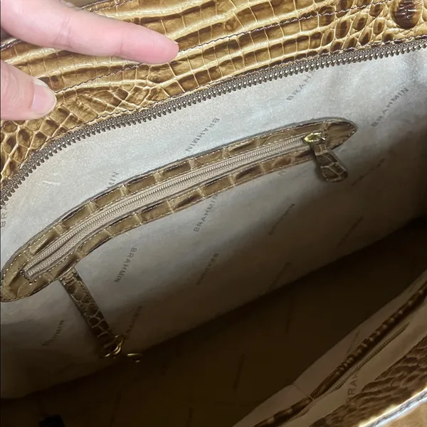 Brahmin Croc-Embossed Tan Tote Bag - Image 4