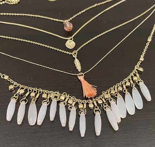 Gold-tone Multi Layered Tassel Beaded Long Necklace - Image 5