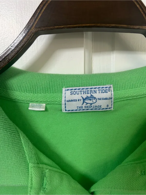 Southern Tide Bright Green Kids Polo Shirt - Image 2