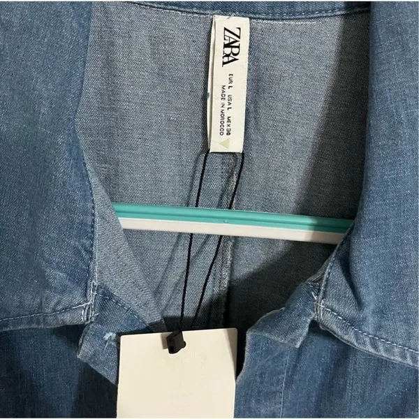 ✨Zara Denim Button Down Smocked Sz Large Dress✨ - Image 8