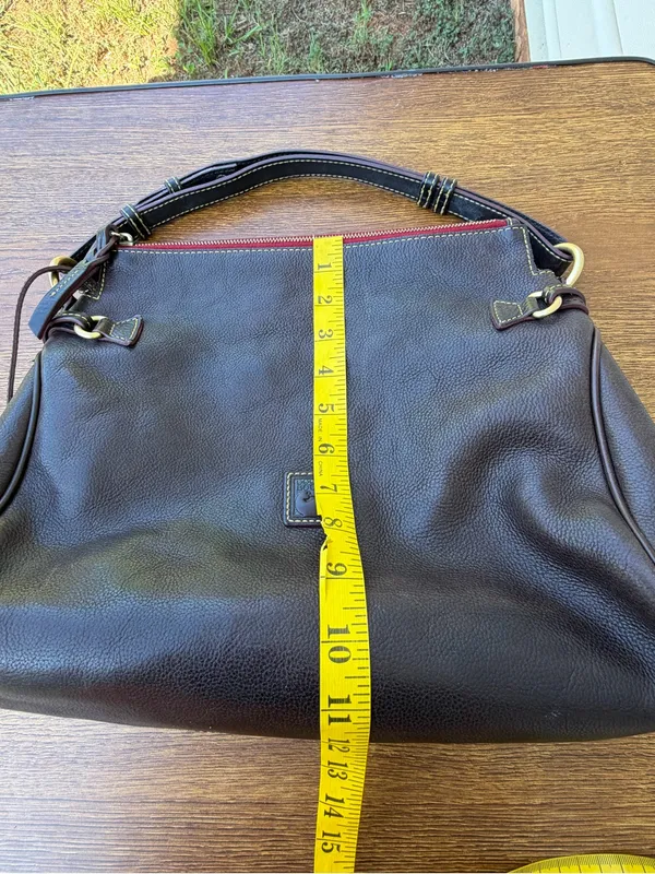 Dooney & Bourke Florentine Leather Medium Hobo Shoulder Bag Brown Tassel - Image 11