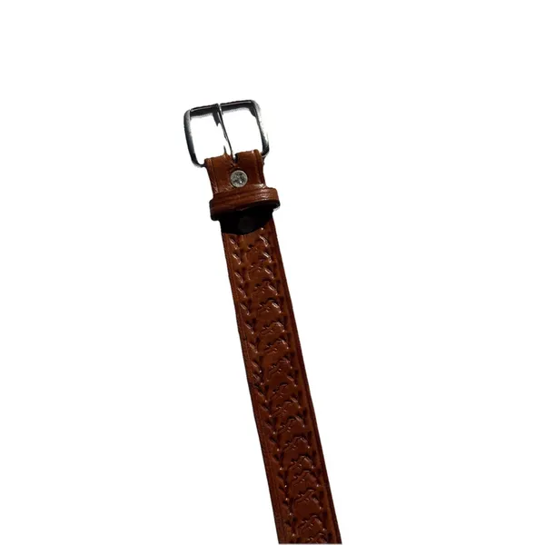 Vintage Hand‎ tooled Braided Leather Belt Embossed Eagle Design Brown Large - Image 3