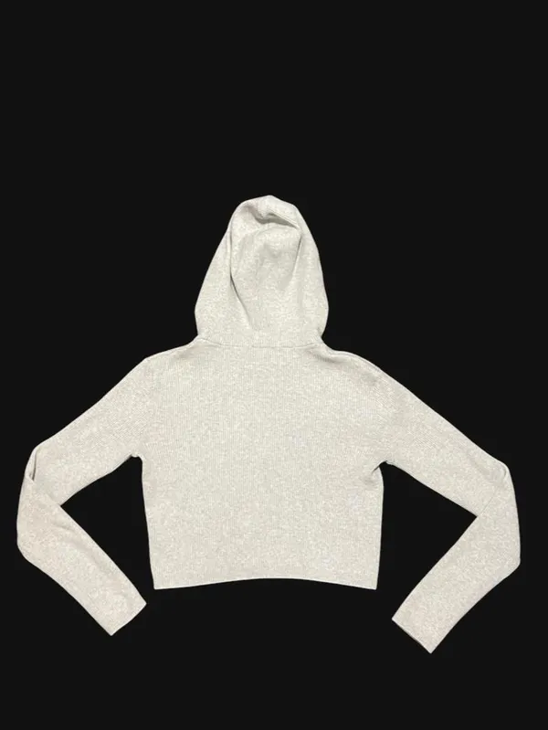 Brandy Melville Grey Cropped Zip Sweater - Image 2
