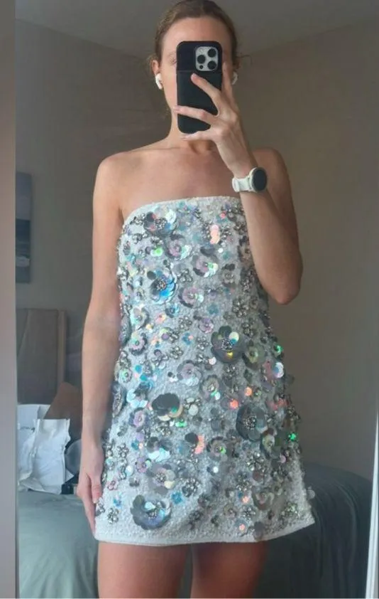 LoveShackFancy Deja Embellished Mini Dress - Image 7