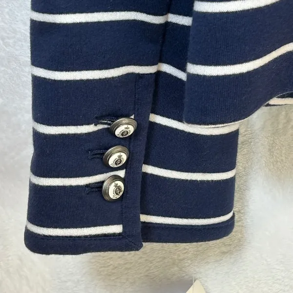 Charter Club Womens Navy Blue White Striped Knit‎ Blazer Jacket XL - Image 8