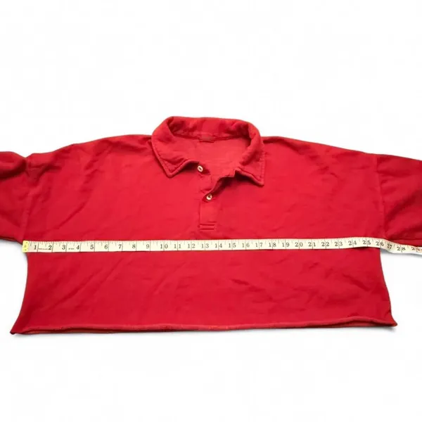 John Galt Brandy Melville Sweatshirt Women's OS Red Polo Rugby Cropped Shirt - Image 6