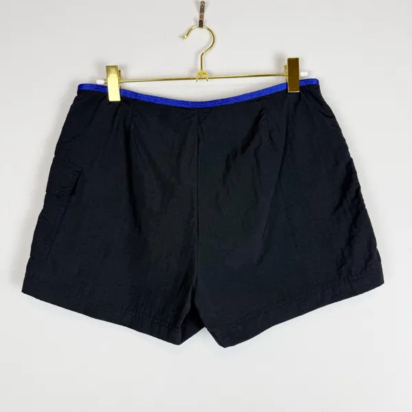 Vintage Y2K Mossimo‎ Black Blue Nylon Mid Rise Mini Shorts Zip Front Size Small - Image 9