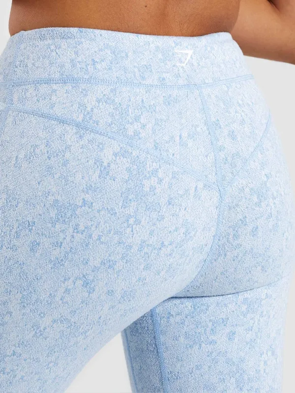 Gymshark Fleur Texture Leggings Blue Medium High Rise‎ Floral Texture Workout - Image 2