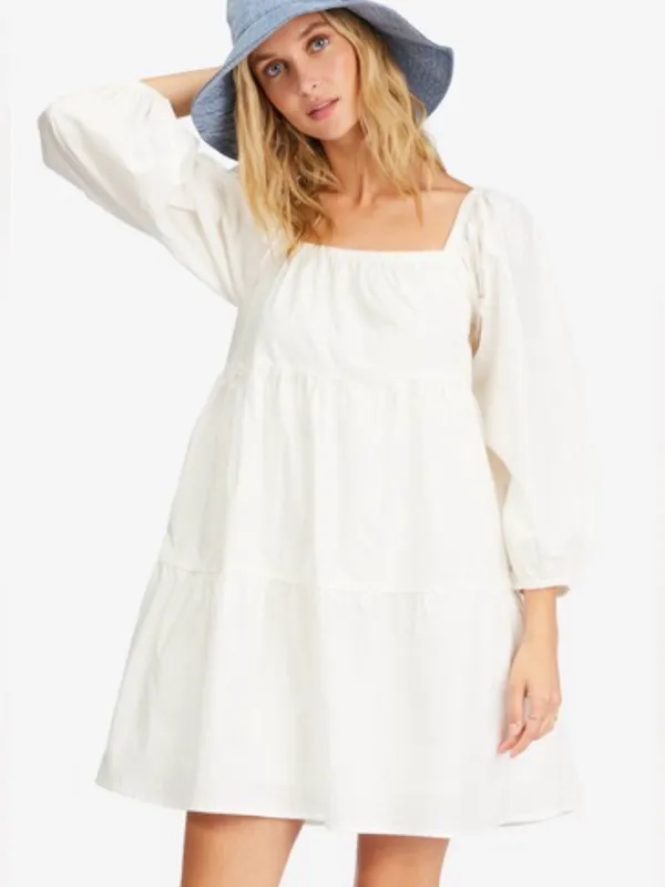 Billabong Love Crush Babydoll Square Neck Puff Sleeve Cotton dress size small - Image 2