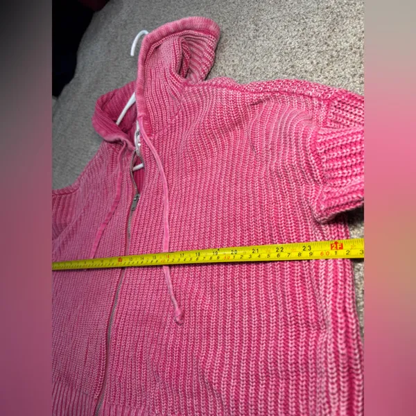 Aerie Pink Woven Full Zip Hooded Mineral Wash Small Boho Bohemian Hippie - Image 7