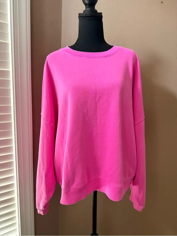 GAP Vintage Soft Neon Pink Oversized Drop Shoulder Crewneck Sweatshirt Size XXL - Image 2