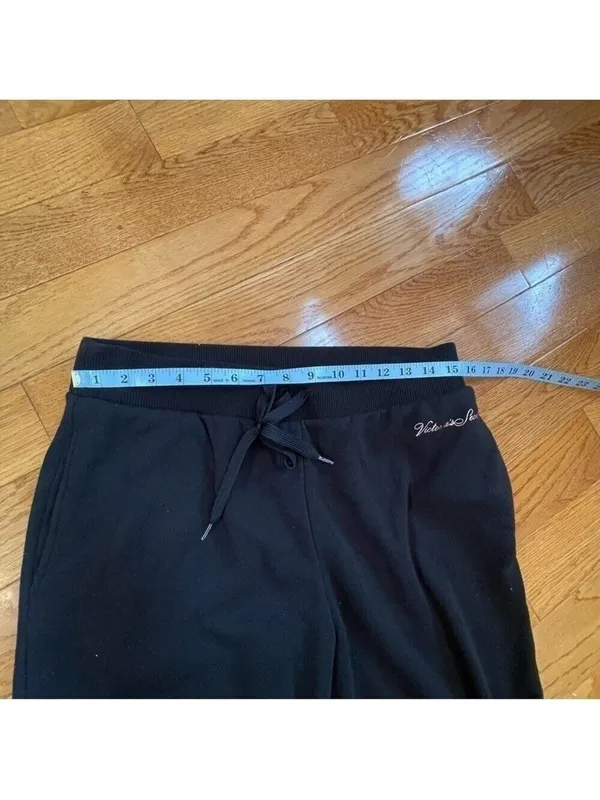 Victoria's Secret Black Loungewear sweatpants w embellishments Sz M Casual - Image 5