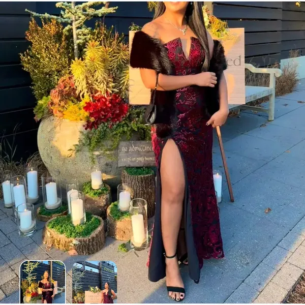 Dress the Population Black Sequin Gown XS Bustier Strapless Velvet Designer $400 - Image 5