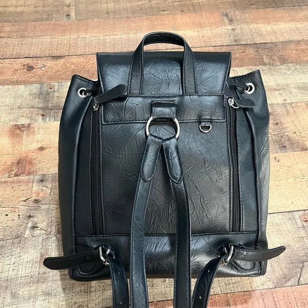 Vism Women's Black Faux Leather Concealed Carry Self Defense Backpack Safety - Image 5