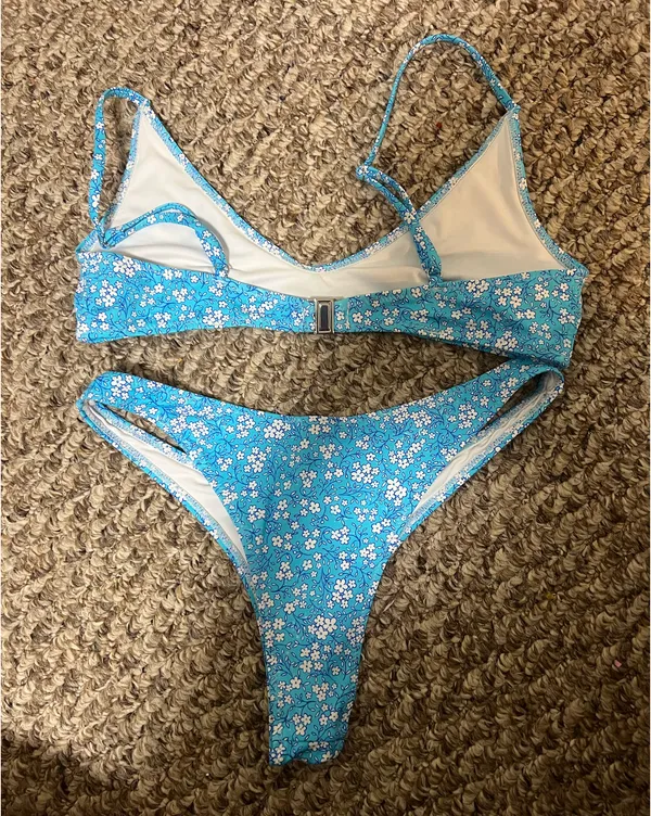 Bright Swimwear Bikini Set Blue Floral - Image 2