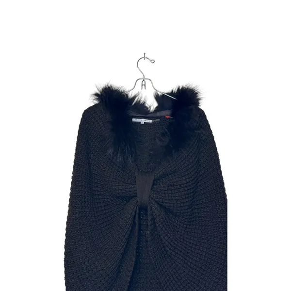 Tempo Paris Women's Sweater Top Faux‎ Fox Fur Pullover Knotted Front Cape Medium - Image 2
