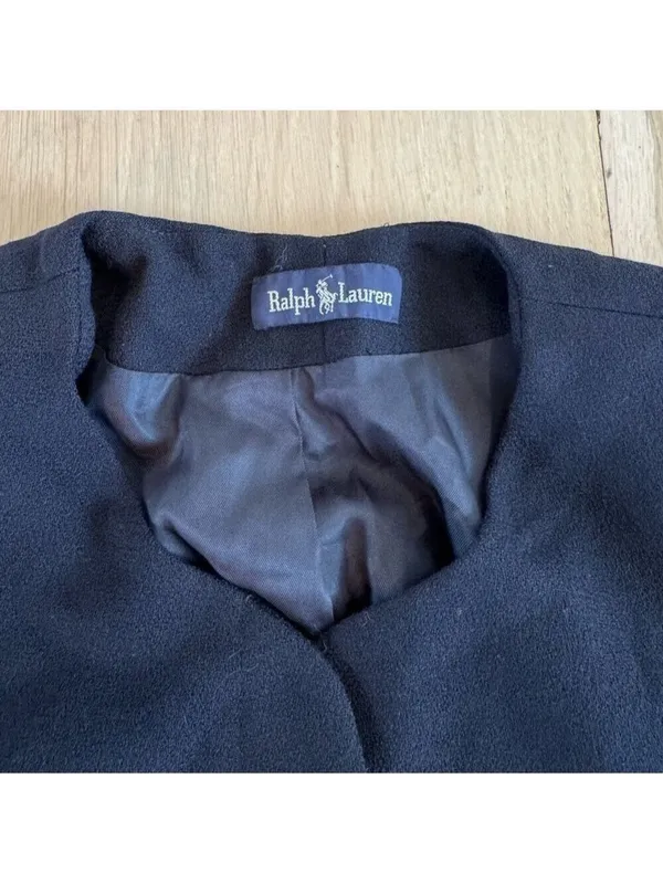 Ralph Lauren Blazer Suit Coat Jacket Navy Blue 100% Wool Vintage Size Medium - Image 2