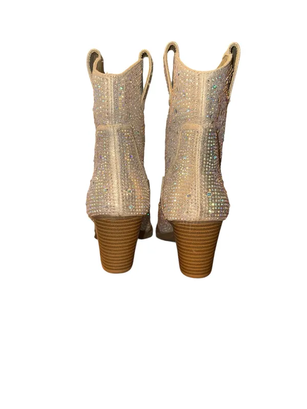 Forever Cowboy Western Ankle Boots Rhinestone Bling River01 Champagne Size 6 - Image 5