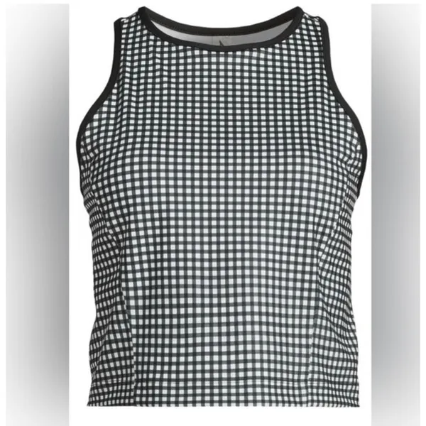AVIA Gingham Court Bra Tank Top Black White Racerback - Image 4