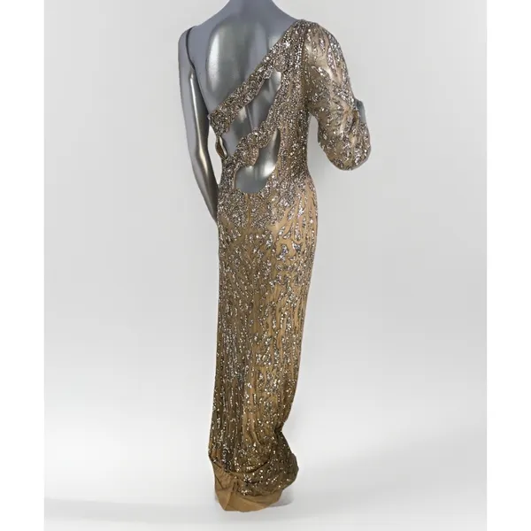Sherri Hill Floor Length Gown Nude Rhinestones Sequins Size 10 54396 - Image 9