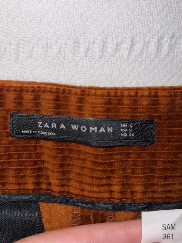 Zara Womens Corduroy Mid Rise Wide Leg Pant Size S Minimalist Preppy - Image 5