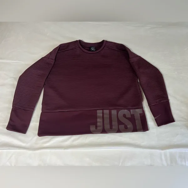 Nike Cropped‎ Boxy Sweatshirt Womens Small Burgundy Oversized Activewear - Image 3