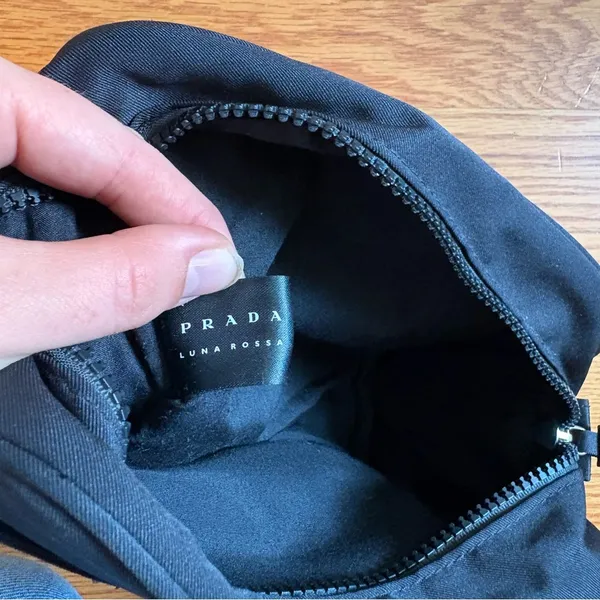 Prada Luna Rossa Makeup Pouch Bag Black Cosmetic Travel Compartment - Image 8