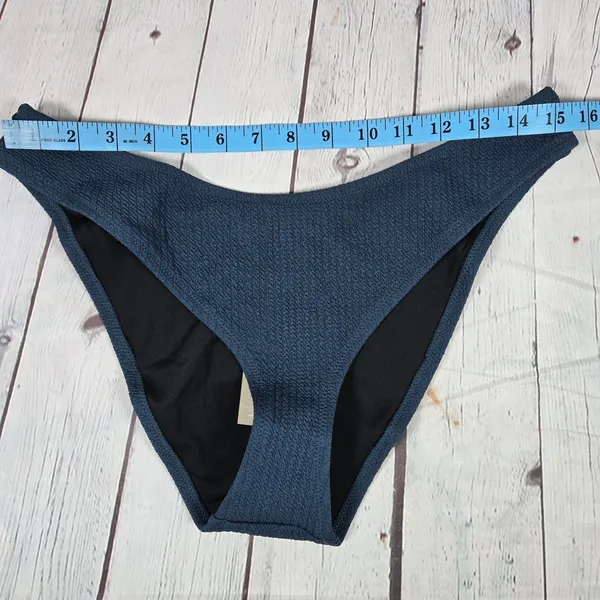 J. Crew‎ Textured curved-waist cheeky bikini bottom in Navy L NWT - Image 8