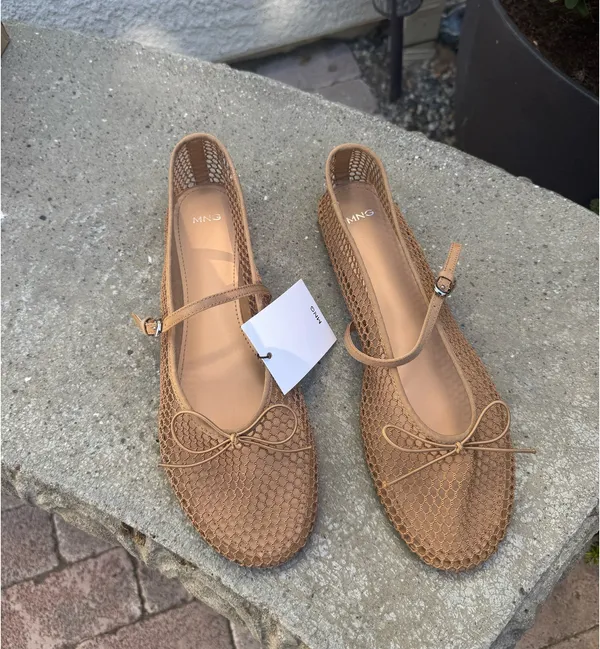 NWT Mango Tan Mesh Ballet Flats  - Image 2