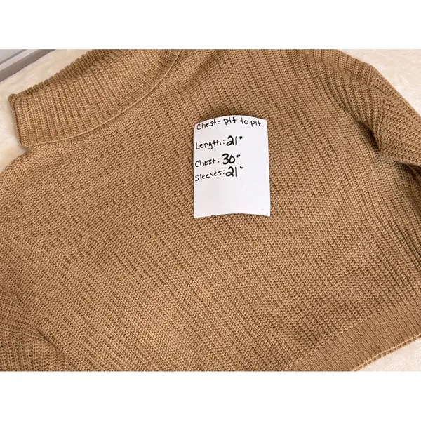 Princess Polly Cropped Turtleneck Sweater Camel Tan Ribbed Knit XS/S - Image 5