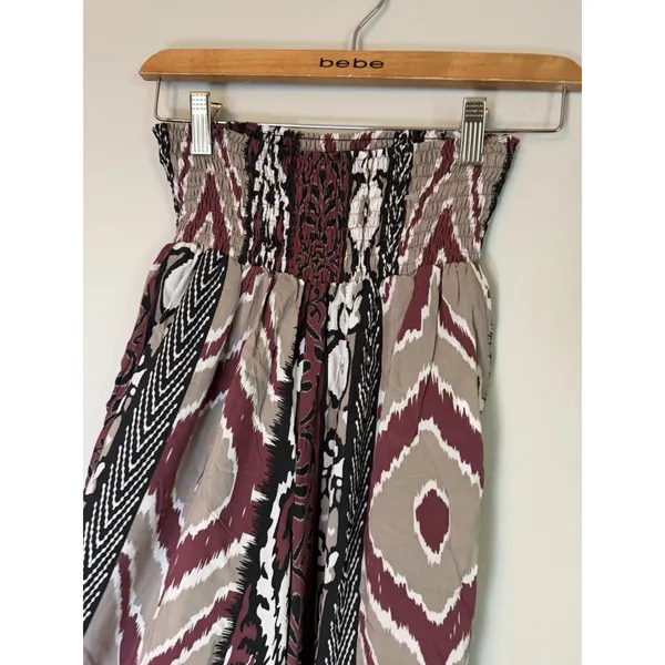 Bali Queen Aztec Smocked Waist Wide Leg Printed Pants One Size NEW - Image 8