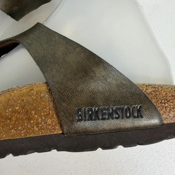Birkenstock Gizeh 37 US 6 Sandals Metallic Bronze‎ Birko-Flor Thong Women's - Image 3