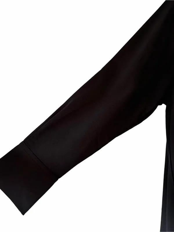 Tuckernuck Trapeze A-Line Black Crepe along Sleeve Button Down Blouse Top medium - Image 2