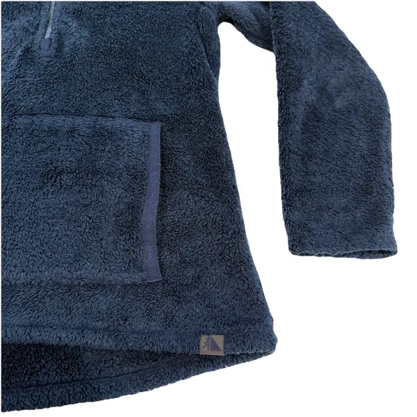 LL Bean Blue 1/4 Zip Sherpa Fleece Pullover Pockets Fuzzy Size‎ MEDIUM - Image 4