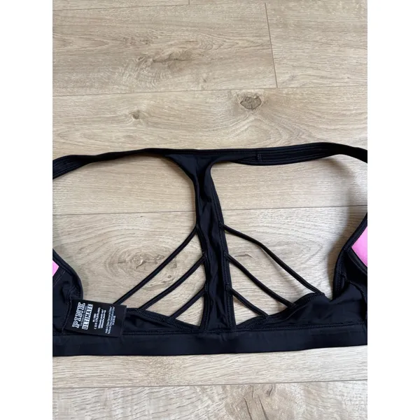 EUC Victoria Secret Pink ULTIMATE push cup zip front black sports strapy size M - Image 12