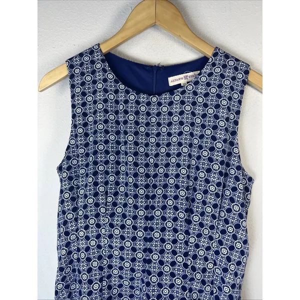Altar'd State Medium Dress Fit & Flare Sleeveless Pleated Blue vintage lined - Image 4