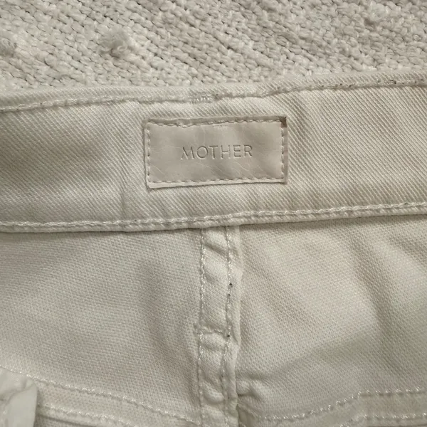 Mother The Rascal Slit Flip Short Glass Slipper White Denim Frayed Hem Size 28 - Image 6