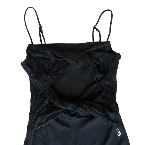 Free People Movement Women’s Lace Me Up Black Lace Twist Front Leotard Jumpsuit - Image 4