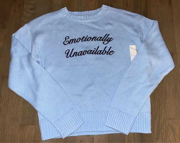 NWT Wild Fable Emotionally Unavailable Blue Knit Sweater Small - Image 2