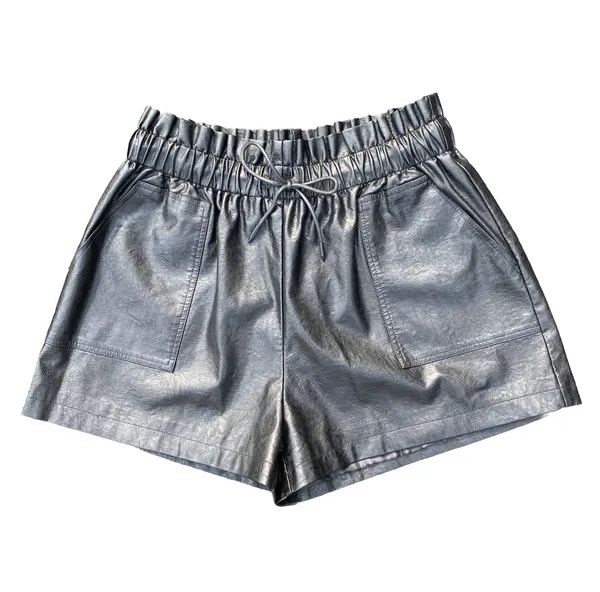 🖤 NWT Schhjzpj Size XL Black Vegan Leather Drawstring PaperBag Shorts 🖤 - Image 2