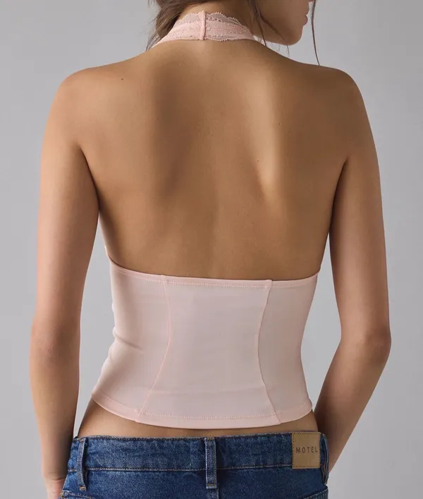 Urban Outfitters Lace Trim Plunge Halter Top - Image 2