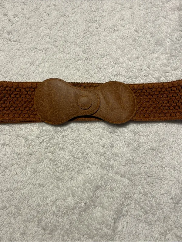 Vintage Elastic Waist Belt with Leather Snap Closure - Image 2