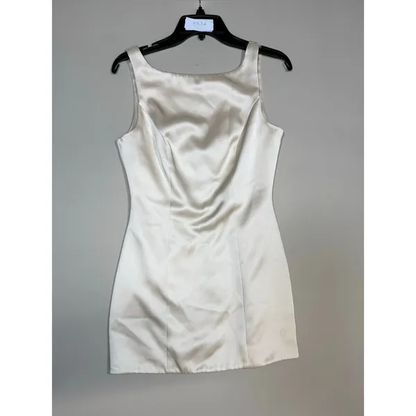 ASTR the Label Alisanne Satin Boat-Neck Bow Sleeveless Mini Dress Cream Small - Image 3