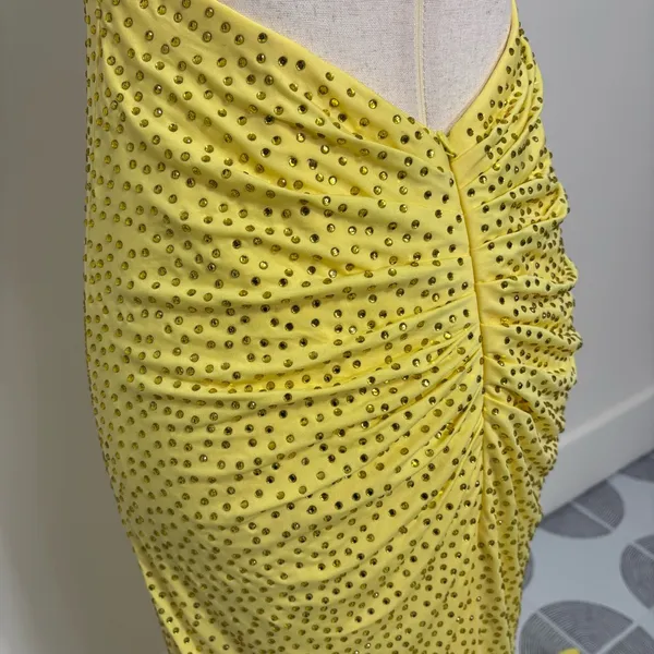 Unbranded Yellow V-Neck Rhinestone Mermaid Open Back Prom Dress Sz 2 - Image 4