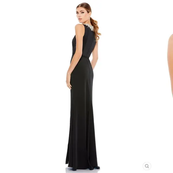 Mac Duggal 26516 Sleeveless Rhinestone Collar Column Gown Black 16 - Image 5