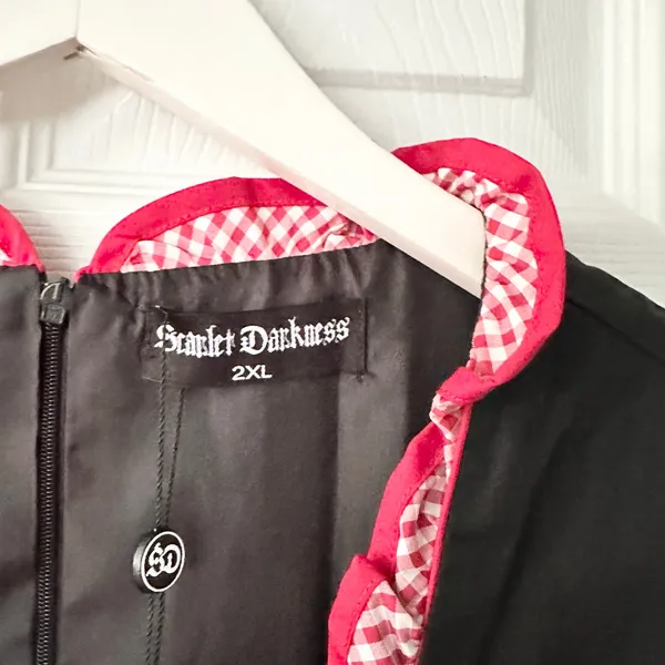 Scarlet Darkness NWT Black Red Cotton Corset Lace Up Gingham Trim Dress 2XL - Image 5