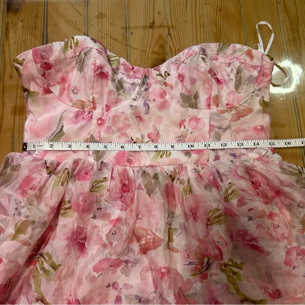 Lulus Pristine Cutie Light Pink Floral Organza Bustier Midi Dress - Image 10