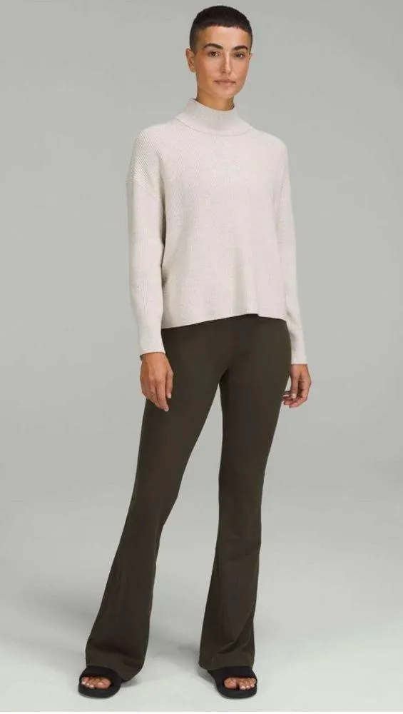 Lululemon Merino Wool-Blend Ribbed Turtleneck Sweater Heathered Natural Ivory - Image 2